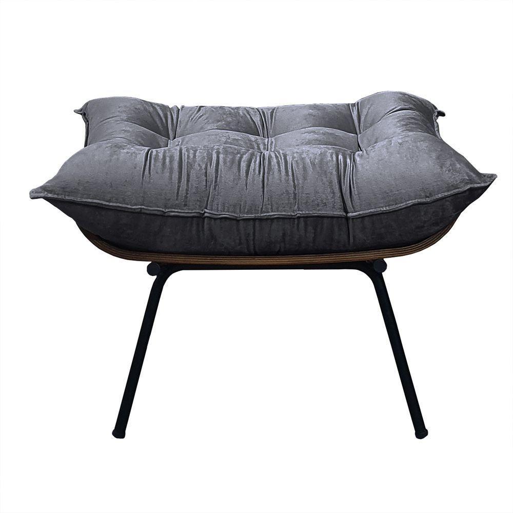 Poltrona Costela Com Puff Em Linho Ou Veludo - élpis Móveis Veludo Grafite - 10