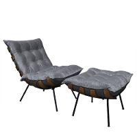 Poltrona Costela Com Puff Em Linho Ou Veludo - élpis Móveis Veludo Grafite - 1