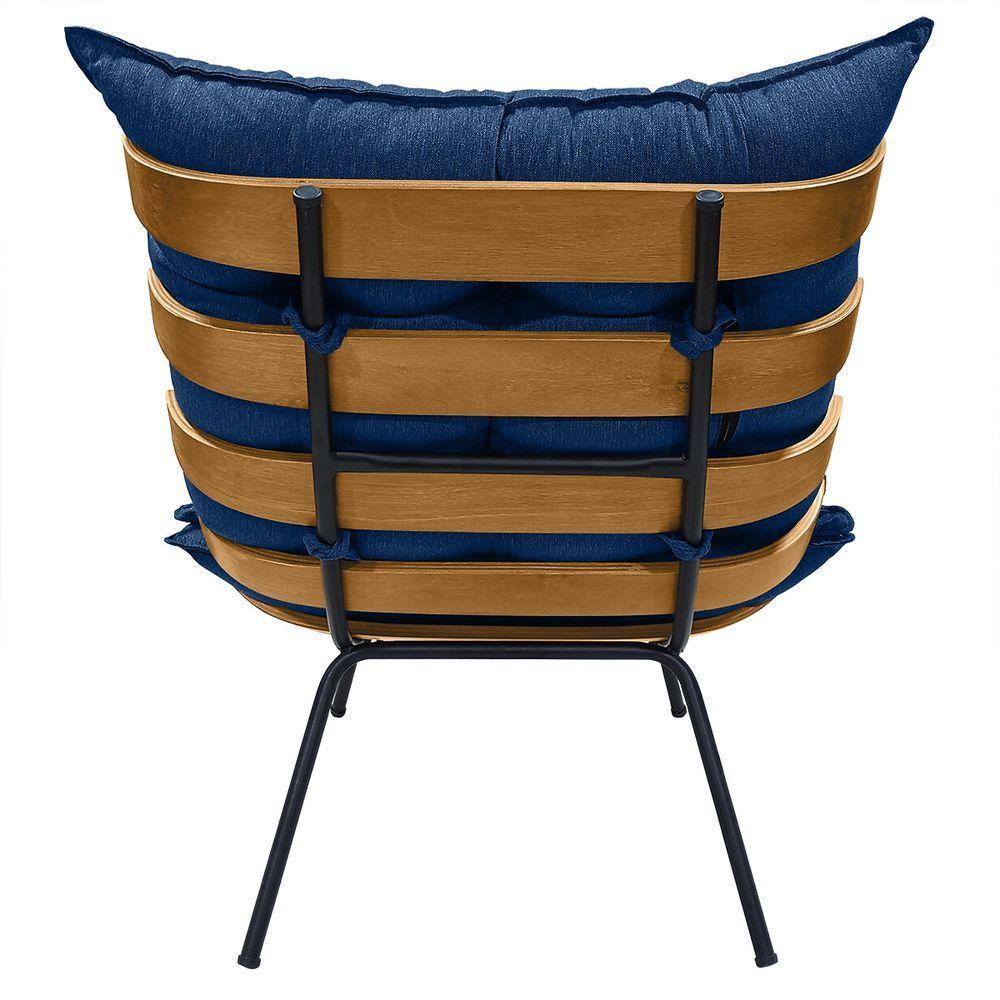 Poltrona Costela Com Puff Em Linho Ou Veludo - élpis Móveis Linho Azul - 6