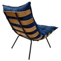 Poltrona Costela Com Puff Em Linho Ou Veludo - élpis Móveis Linho Azul - 5