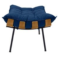 Poltrona Costela Com Puff Em Linho Ou Veludo - élpis Móveis Linho Azul - 7