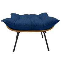 Poltrona Costela Com Puff Em Linho Ou Veludo - élpis Móveis Linho Azul - 8