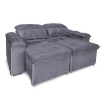 Sofá Retrátil E Reclinável 3 Lugares Verona 1,80m - élpis Móveis Veludo Cinza - 5