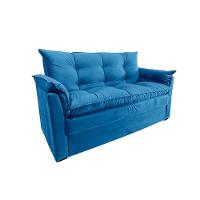 Sofá Small 3 Lugares Conforto 160cm Suede Azul Herrero Decor Azul - 2