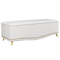 Calçadeira Baú Casal 140cm Com Tachas Imperial J02 Sintético Branco - Mpozenato - 1