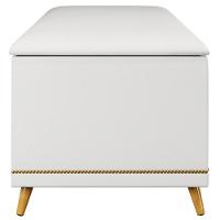 Calçadeira Baú Casal 140cm Com Tachas Imperial J02 Sintético Branco - Mpozenato - 6