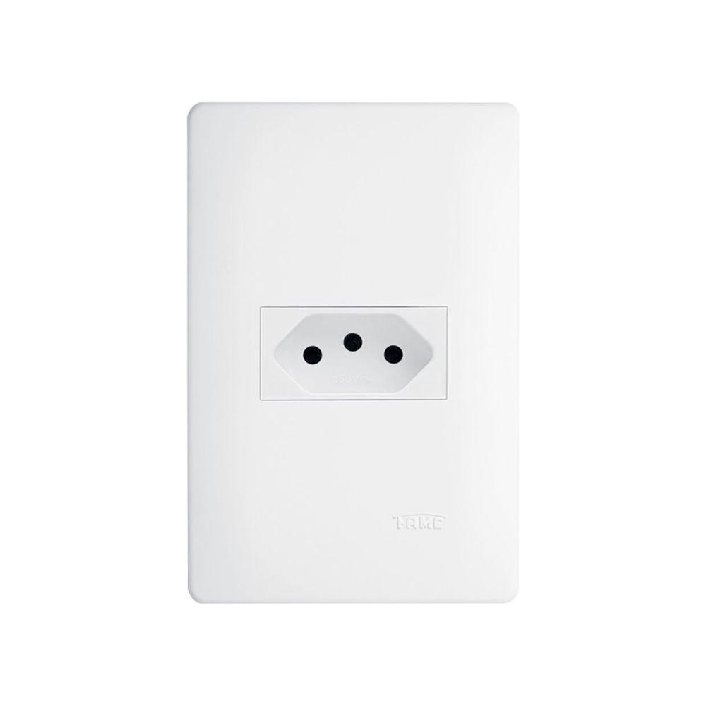 Tomada Fame Habitat 2p+t 10a Com Placa 4x2 Branca - 1