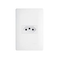 Tomada Fame Habitat 2p+t 10a Com Placa 4x2 Branca - 1