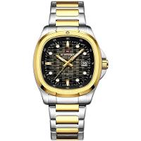 Relógio Pulseira De Aço Inoxidável Luminoso á Prova D´agua Dourado Prata - 1