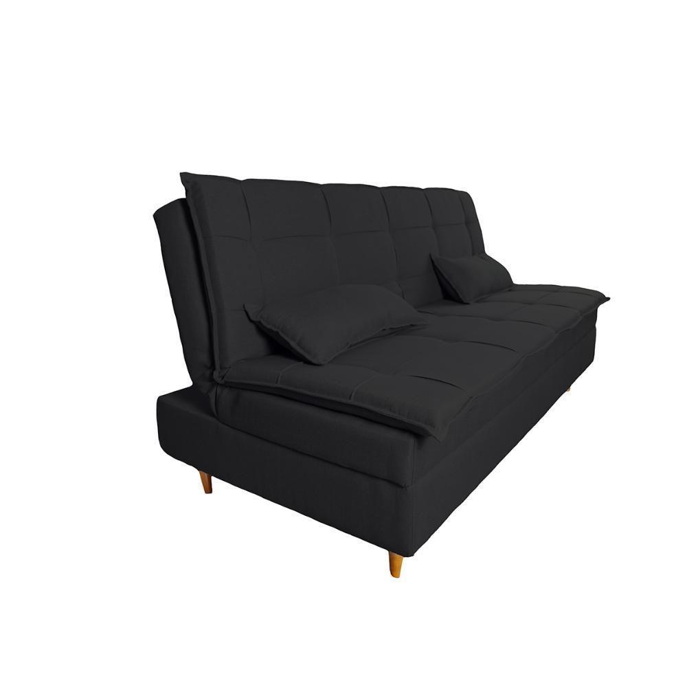 Sofá Cama 3 Lugares 197cm Soho Suede Preto Herrero Decor Preto - 1