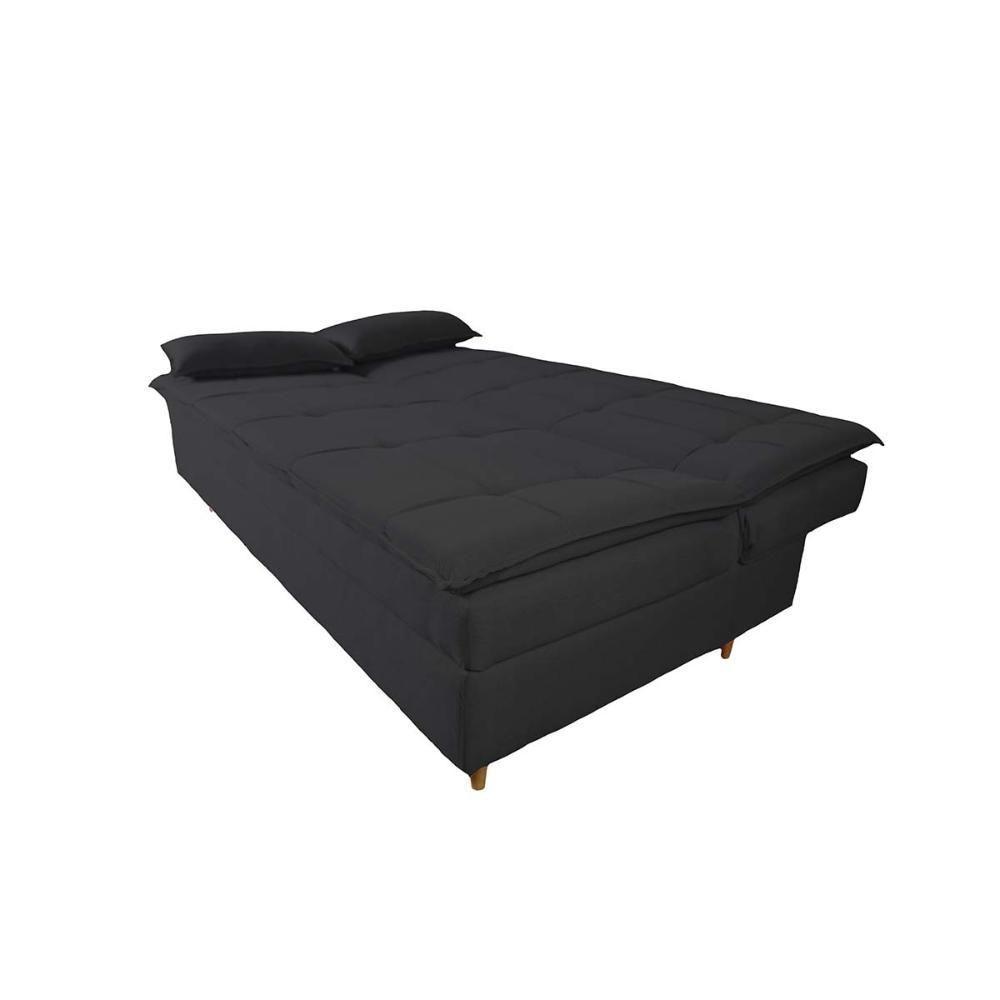 Sofá Cama 3 Lugares 197cm Soho Suede Preto Herrero Decor Preto - 2
