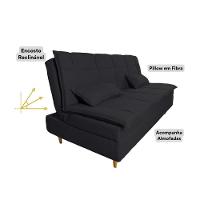 Sofá Cama 3 Lugares 197cm Soho Suede Preto Herrero Decor Preto - 3