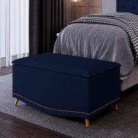 Calçadeira Baú Solteiro 90cm Com Tachas Imperial J02 Veludo Azul - Mpozenato - 2