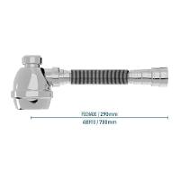 Sifão Sanfonado Extensível Blukit Com Copo 70cm Cromado Universal 031701 - 2