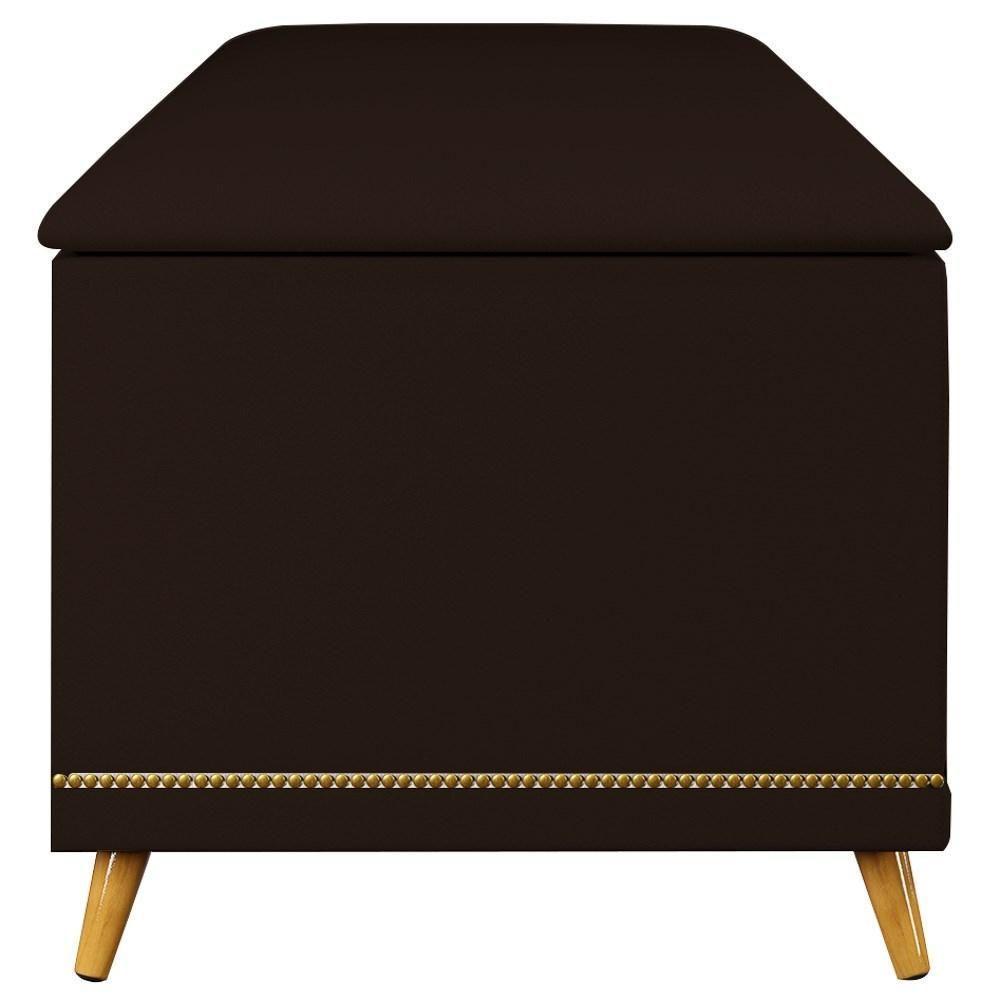 Calçadeira Baú Casal 140cm Com Tachas Imperial J02 Sintético Marrom Escuro - Mpozenato - 5