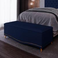 Calçadeira Baú Casal 140cm Com Tachas Imperial J02 Veludo Azul - Mpozenato - 2
