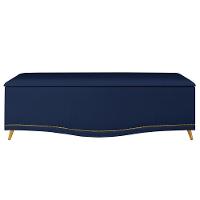 Calçadeira Baú Casal 140cm Com Tachas Imperial J02 Veludo Azul - Mpozenato - 3