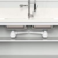 Sifão Duplo Sanfonado Extensível Blukit Com Copo Branco Universal 031307 - 2