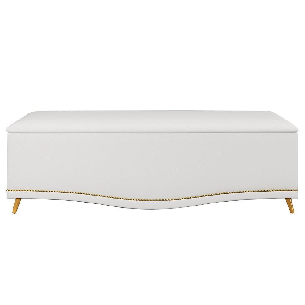 Calçadeira Baú Queen 160cm Com Tachas Imperial J02 Sintético Branco - Mpozenato - 3