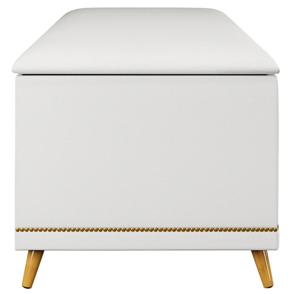 Calçadeira Baú Queen 160cm Com Tachas Imperial J02 Sintético Branco - Mpozenato - 6