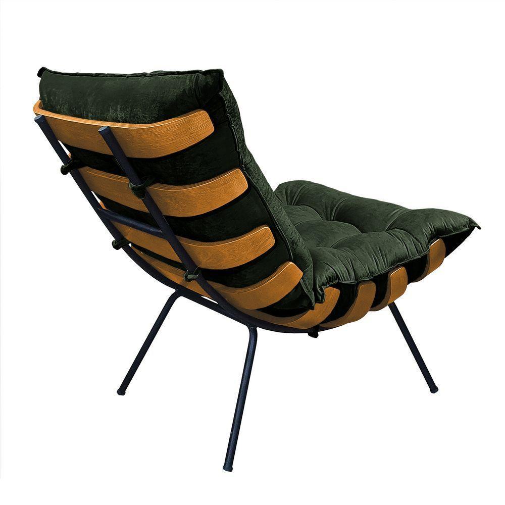 Poltrona Costela Com Puff Em Linho Ou Veludo - élpis Móveis Veludo Verde - 2