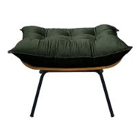 Poltrona Costela Com Puff Em Linho Ou Veludo - élpis Móveis Veludo Verde - 6