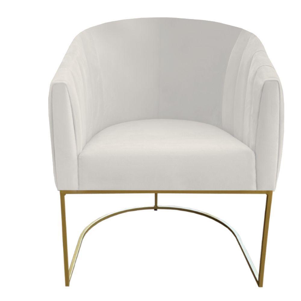 Poltrona Julia Com Base De Ferro Sala De Estar Escritório Recepção Clinica Suede Bege- D'classe Decor - 1