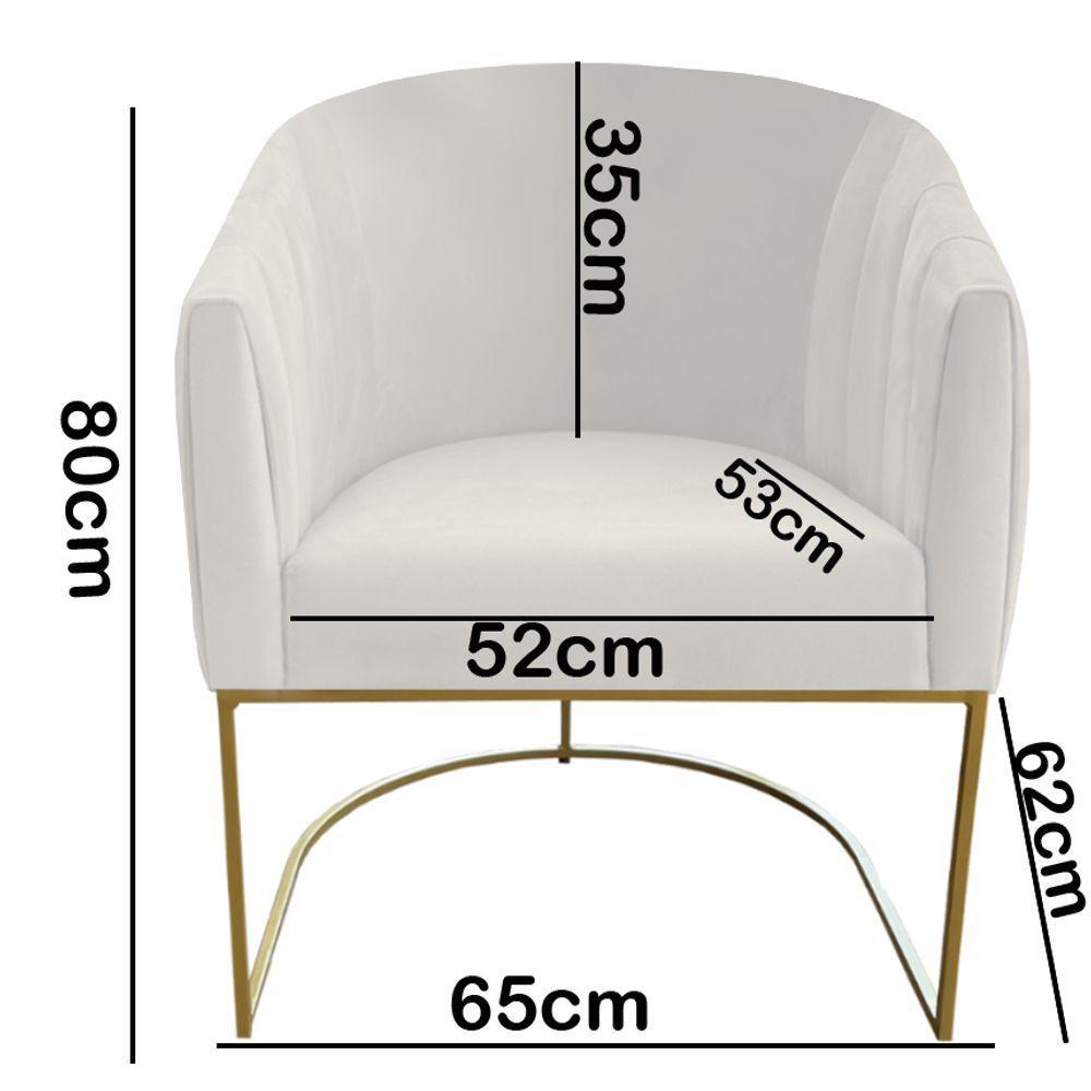 Poltrona Julia Com Base De Ferro Sala De Estar Escritório Recepção Clinica Suede Bege- D'classe Decor - 5