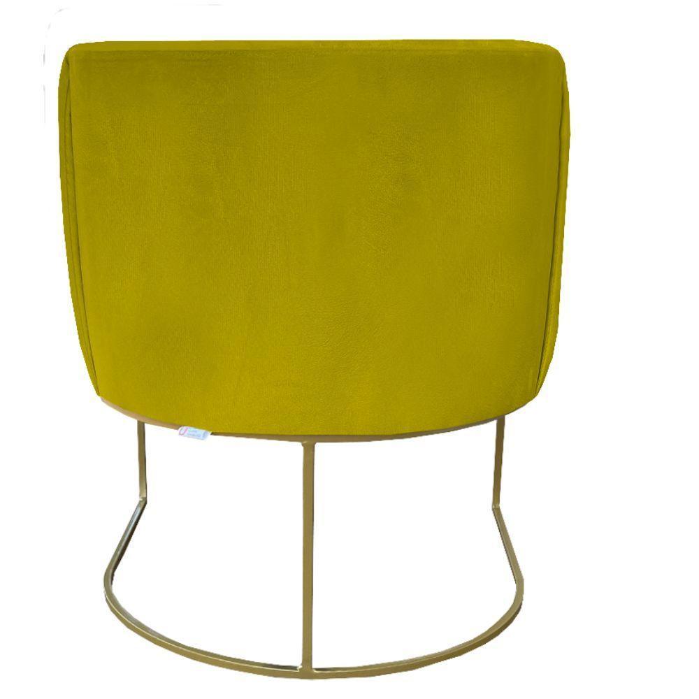 Poltrona Julia Com Base De Ferro Sala De Estar Escritório Recepção Clinica Suede Amarelo D'classe Decor - 4
