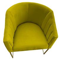 Poltrona Julia Com Base De Ferro Sala De Estar Escritório Recepção Clinica Suede Amarelo D'classe Decor - 2