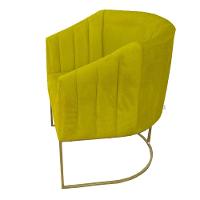 Poltrona Julia Com Base De Ferro Sala De Estar Escritório Recepção Clinica Suede Amarelo D'classe Decor - 3