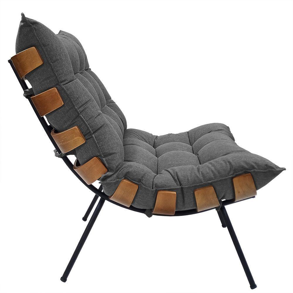 Poltrona Costela Decoração Em Linho - élpis Móveis Linho Grafite - 2