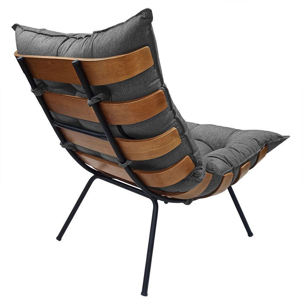 Poltrona Costela Decoração Em Linho - élpis Móveis Linho Grafite - 4