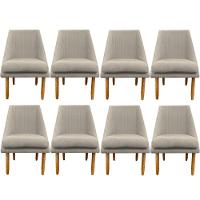 Kit 08 Cadeiras Para Sala De Jantar Ana Pés Palito Suede Bege- D'classe Decor - 1
