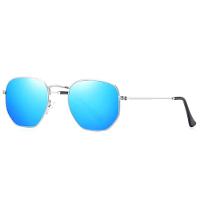 Óculos De Sol Clássico Retro Hexágono Metal Frame Com Proteção Uv400 Azul - 1