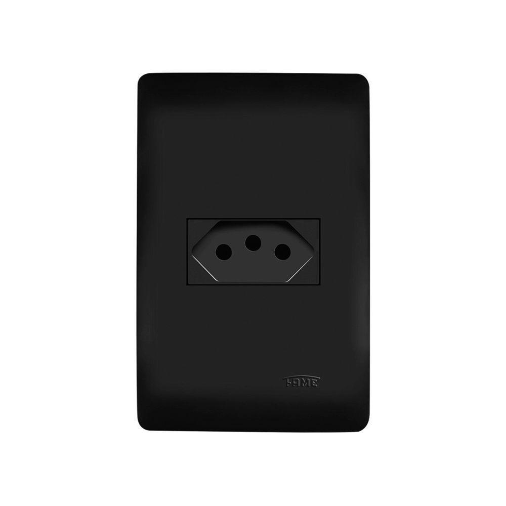 Tomada Fame Habitat Black 2p+t 10a Com Placa 4x2 Preta - 1