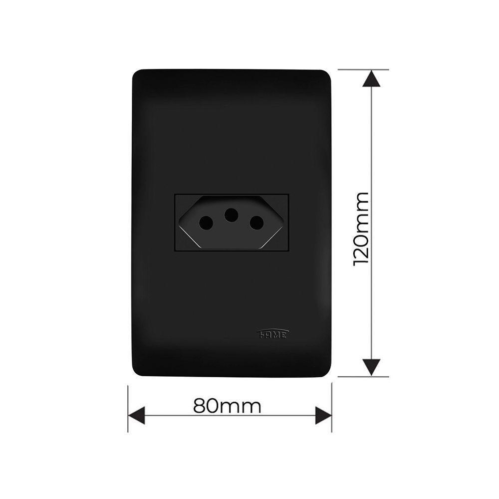 Tomada Fame Habitat Black 2p+t 10a Com Placa 4x2 Preta - 2