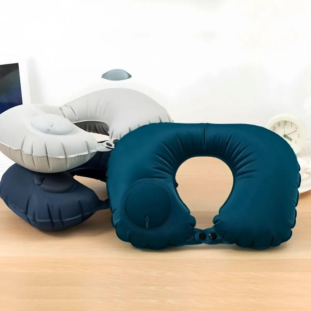 Travesseiro Almofada De Pescoço Inflável E Portátil - Verde - 10