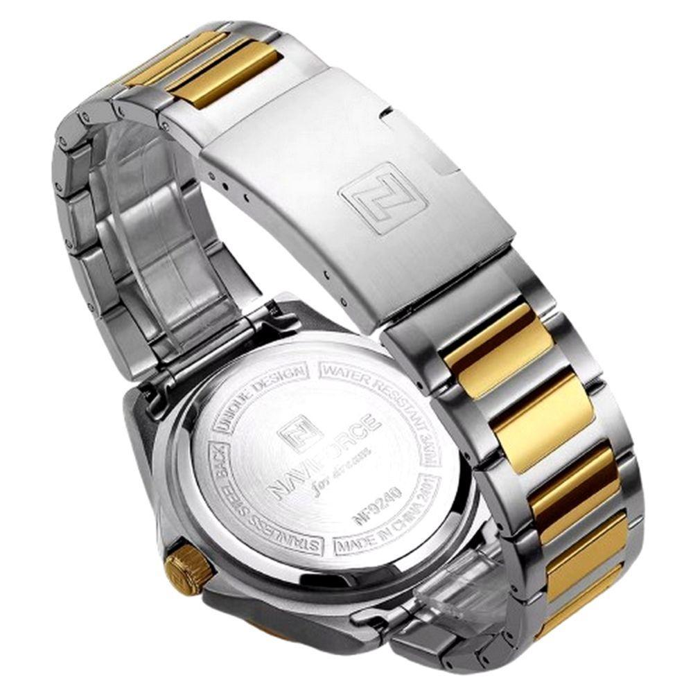 Relógio Pulseira De Aço Inoxidável Luminoso á Prova D´agua Azul Dourado - 3