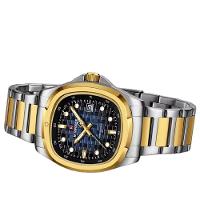 Relógio Pulseira De Aço Inoxidável Luminoso á Prova D´agua Azul Dourado - 2