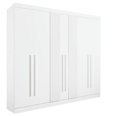Roupeiro 6 Portas Ripado 6 Gavetas Sem Pés Da Vinci Plus - D' Doro Branco-ripado