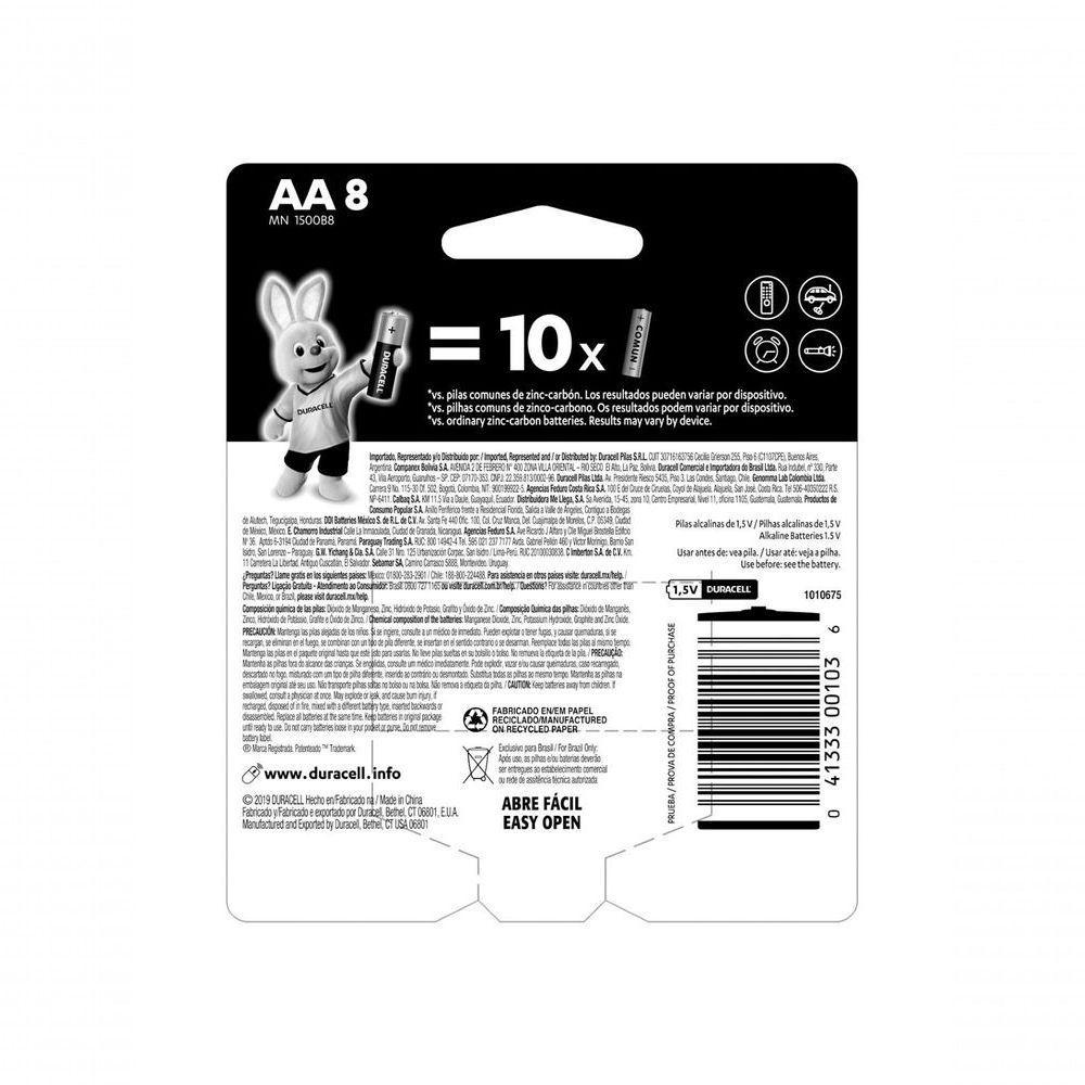 Pilha Alcalina 1,5v Aa Mn1500 (com 8 Pilhas) - 2