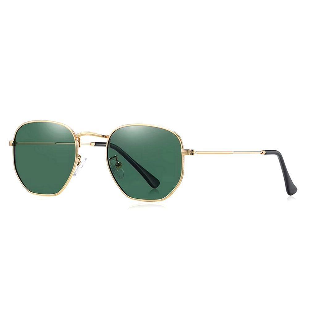 Óculos De Sol Clássico Retro Hexágono Metal Frame Com Proteção Uv400 Verde - 1