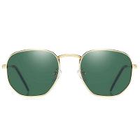 Óculos De Sol Clássico Retro Hexágono Metal Frame Com Proteção Uv400 Verde - 2