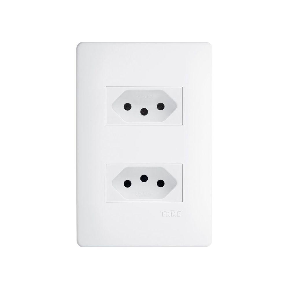 Tomada Dupla Fame Habitat 2p+t 10a Com Placa 4x2 Branca - 1