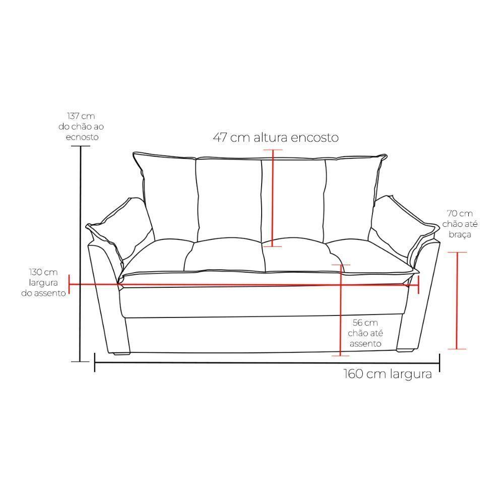 Sofá Small 3 Lugares Conforto 160cm Suede Cappucino Decor Cappuccino - 4