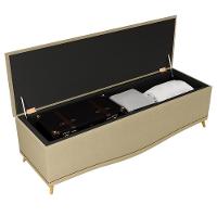 Calçadeira Baú Queen 160cm Com Tachas Imperial J02 Linho Areia - Mpozenato - 2