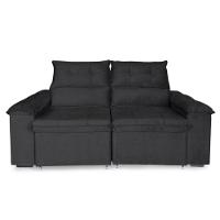 Sofá Retrátil E Reclinável 2 Lugares Verona 1,50m- élpis Móveis Veludo Preto - 1