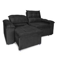 Sofá Retrátil E Reclinável 2 Lugares Verona 1,50m- élpis Móveis Veludo Preto - 3