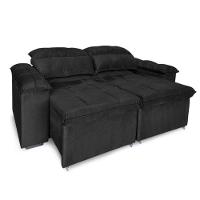 Sofá Retrátil E Reclinável 2 Lugares Verona 1,50m- élpis Móveis Veludo Preto